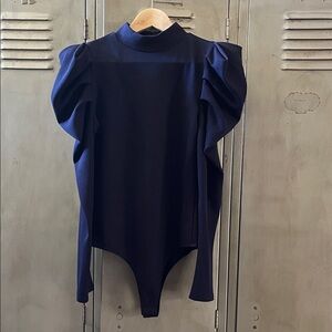 TCEC Navy Bodysuit with Puff Sleeves